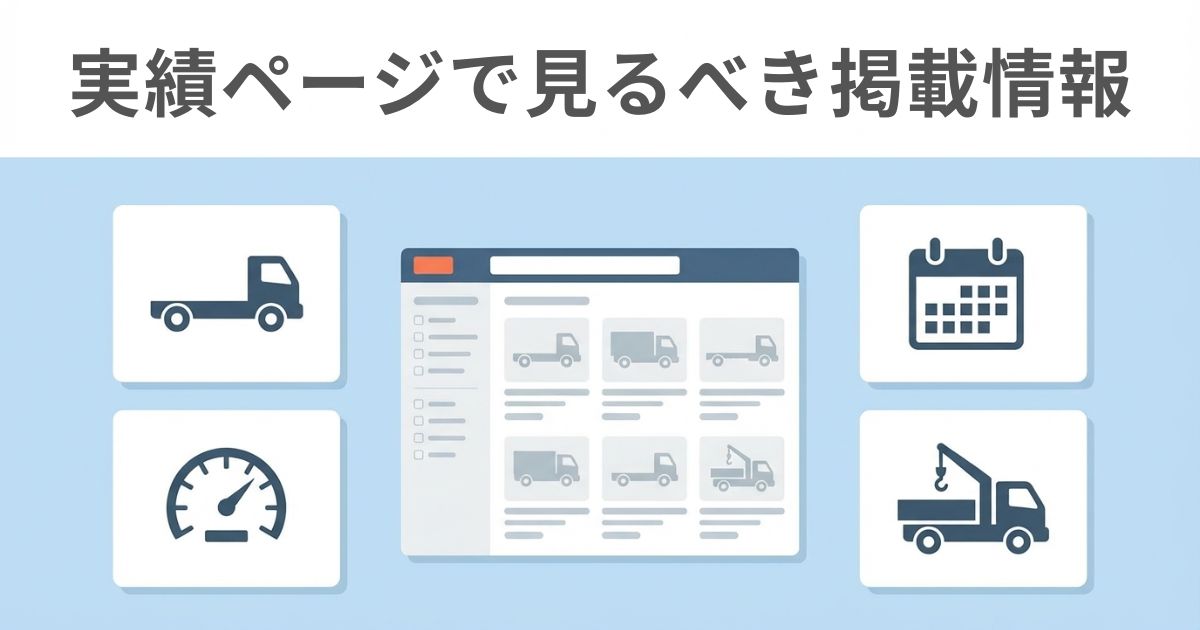 買取実績ページで確認すべき掲載情報を示した図解