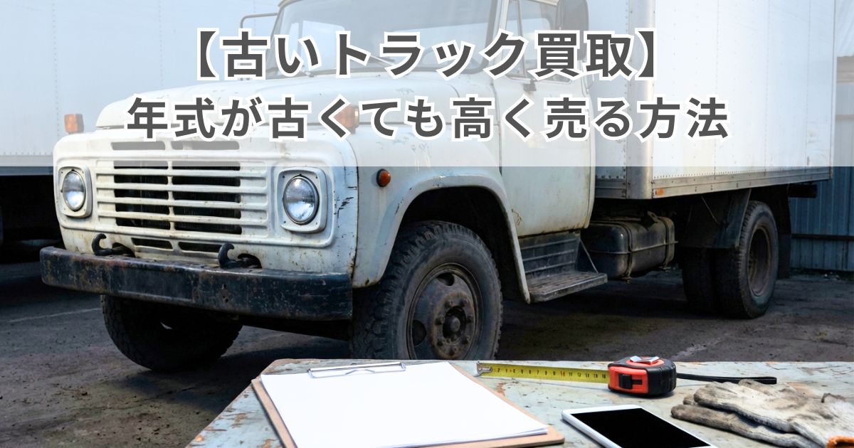 古いトラックの査定前に書類や条件を整理している現場イメージ