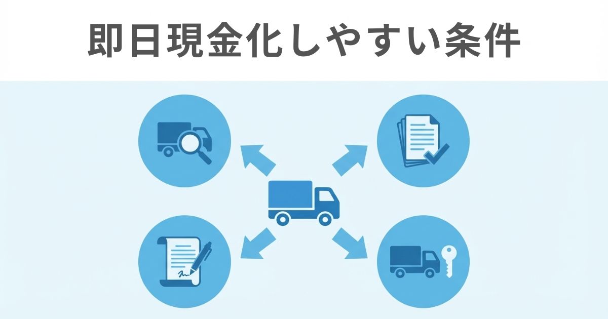トラックの即日現金化が進みやすい条件と難しい条件を整理した図解