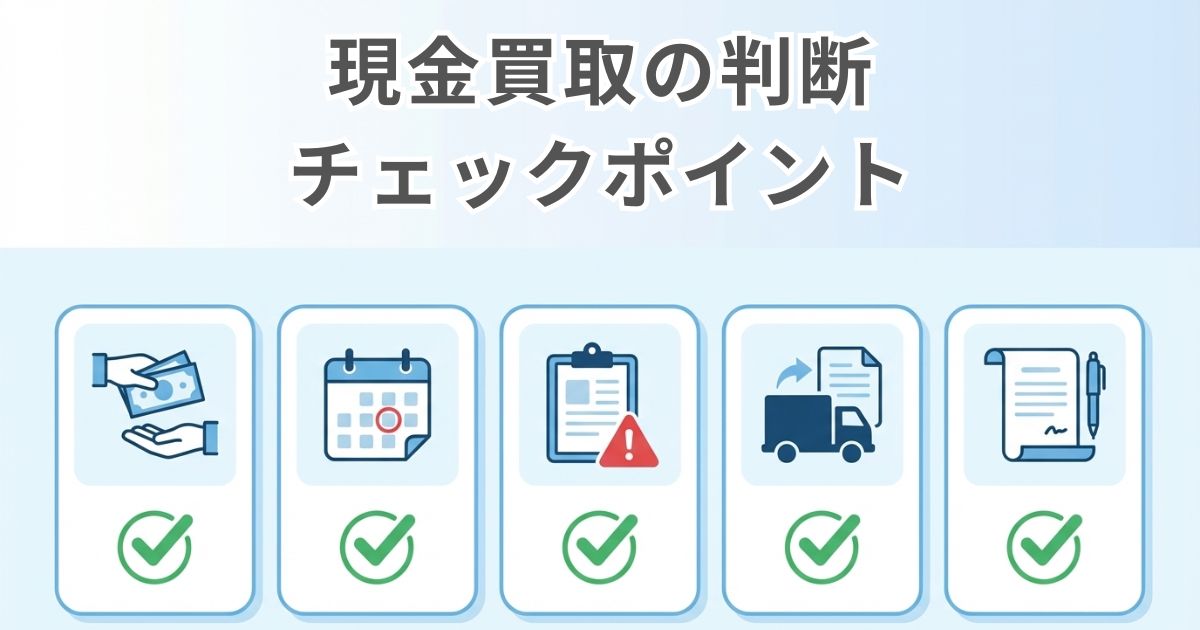 トラック現金買取の最終判断前に確認したいチェック項目を示した図解