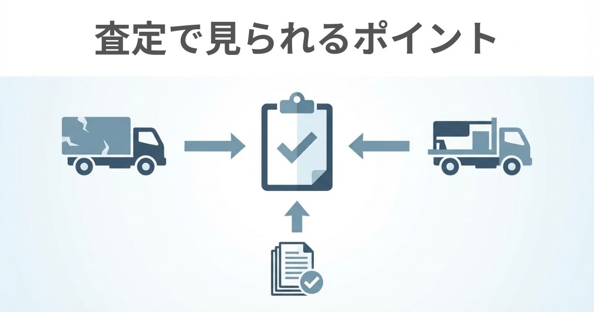 不動トラック査定で見られる判断軸を示した図解