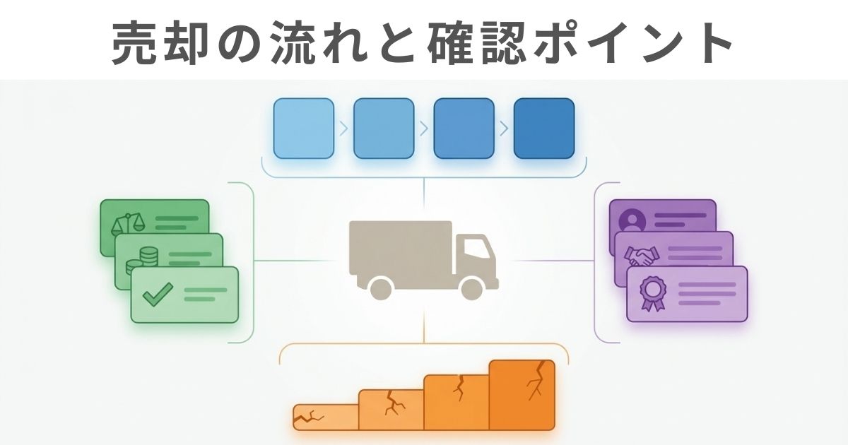 トラック買取で比較する4つの判断軸を表した文字なし図解