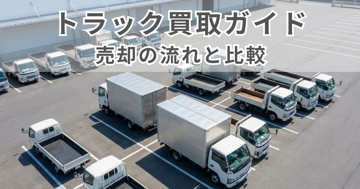 買取対象となる複数のトラックが並ぶヤードのイメージ