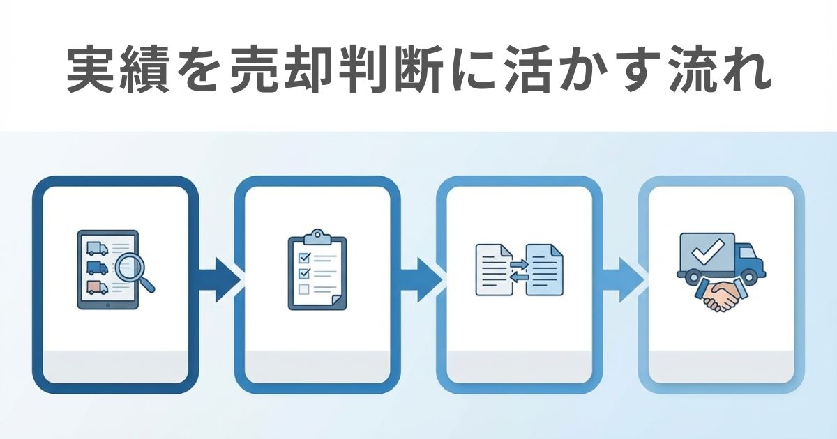 買取実績を見積もり比較と売却判断につなげる流れを示した図解