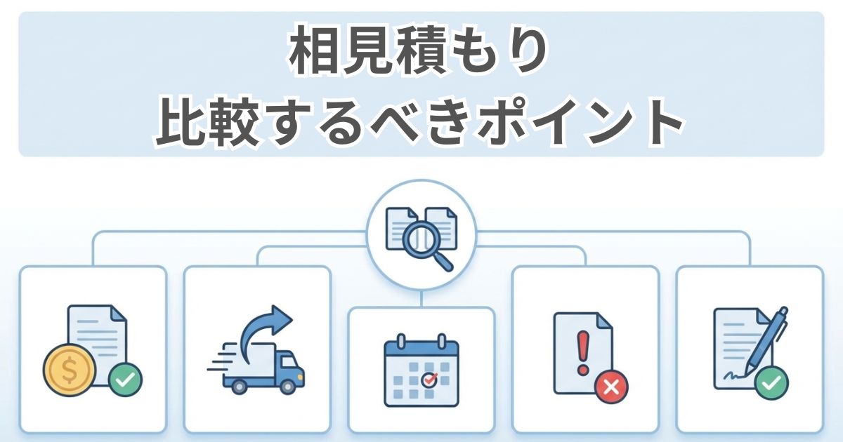トラック買取の相見積もりで比較すべき観点を示した図解