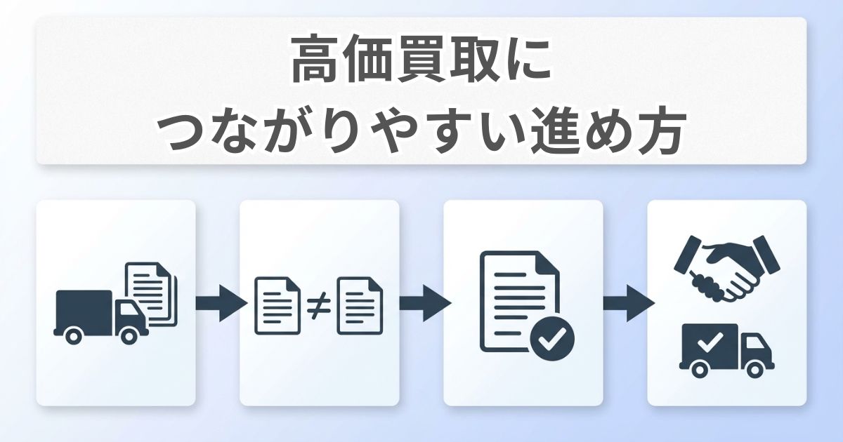 トラック買取で高価買取につながりやすい進め方の順番を示した図解