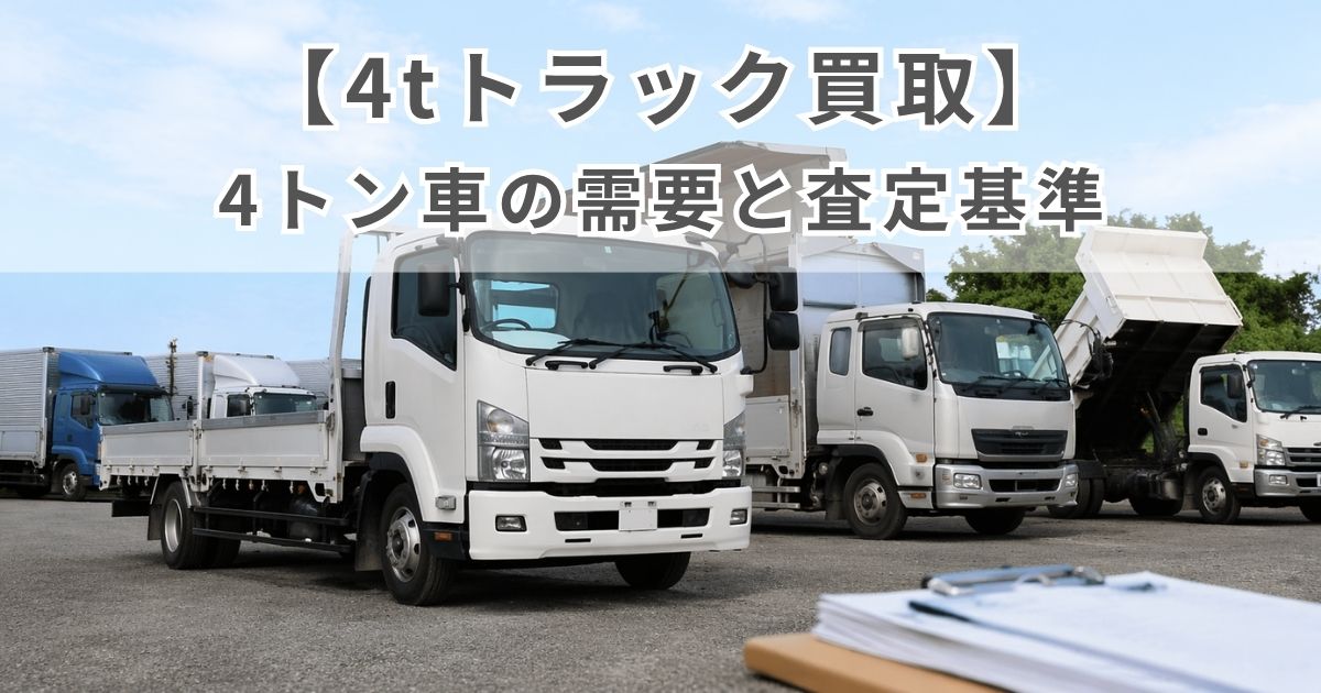 4tトラック買取の記事アイキャッチとして使用する無地の4tトラックの写真風イメージ