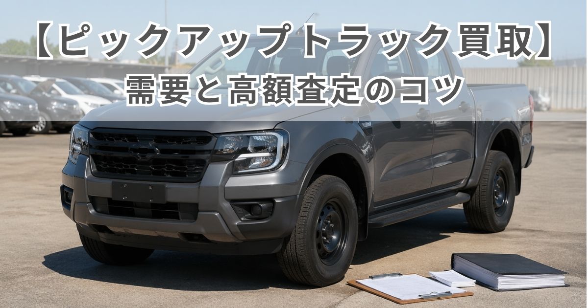 ピックアップトラックの売却査定を検討する場面を表したアイキャッチ画像