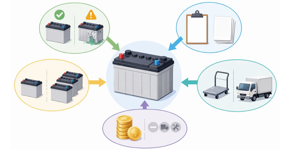 トラックバッテリー買取で価格より先に確認したい判断軸を示す図解