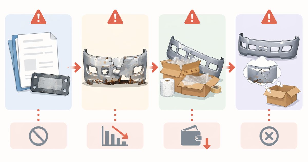 トラックバンパー売却の失敗例と注意点を整理した文字なし図解