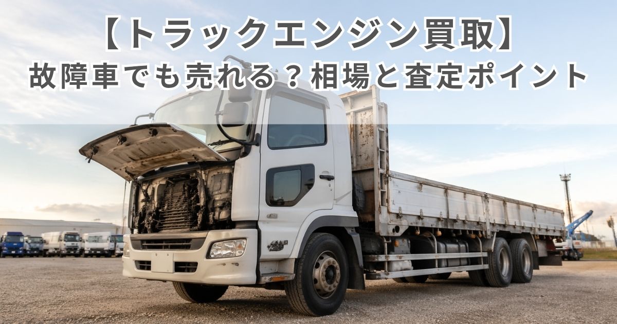 エンジン不調のトラックを中古商用車ヤードで確認する売却判断前のイメージ