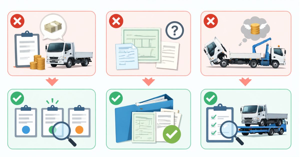 トラック売却で確認不足が起きやすいリスクを整理した図解