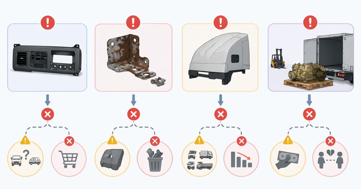 トラック純正部品の売却で評価が伸びにくい失敗例と注意点を整理した図解