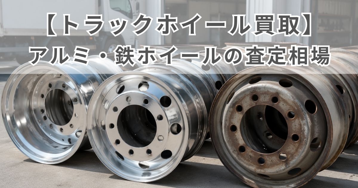 アルミホイールと鉄ホイールが並ぶトラックホイール買取のイメージ