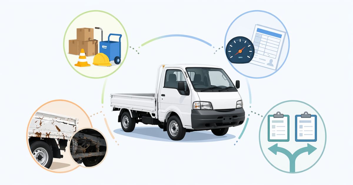 バネットトラック売却で見るべき判断軸を需要・状態・情報整理・売却先比較で示した図解