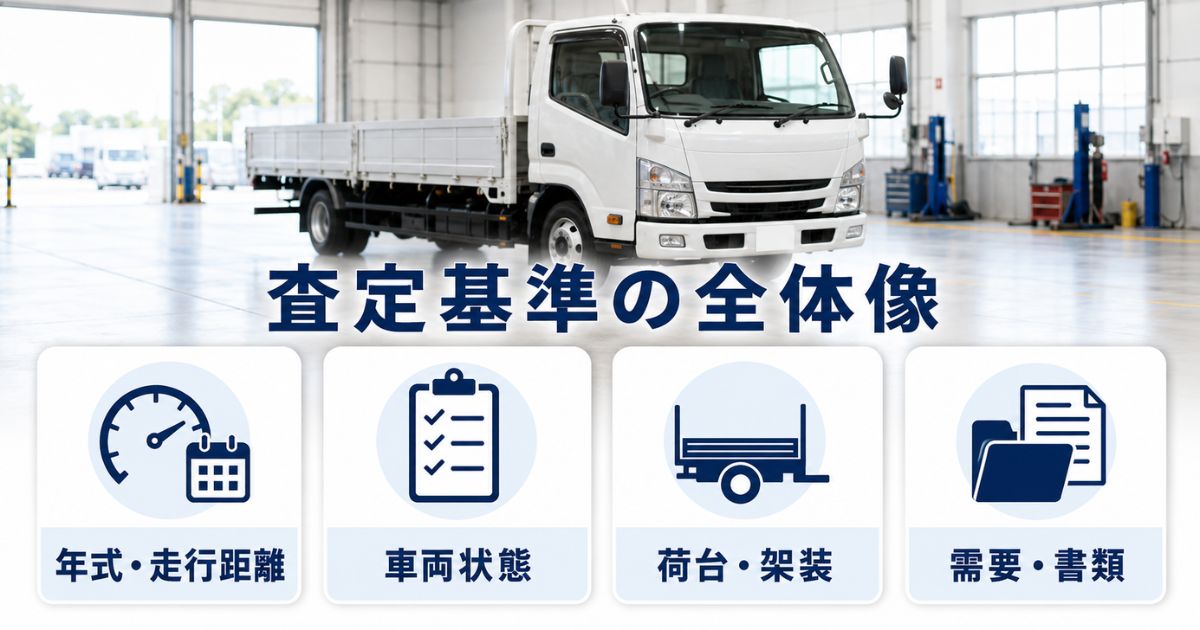 年式や走行距離などトラック買取査定の評価基準