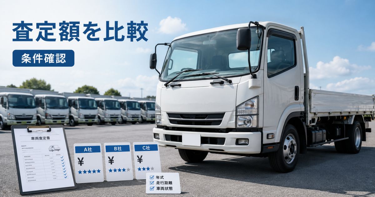 複数業者の査定額と条件を比較するトラック買取一括査定の概要