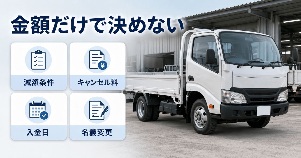 査定額だけでなく減額条件や入金日を確認するチェック項目